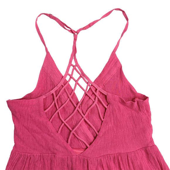 Fuchsia backless summer dress in Pink small swim beach cover up dress - Picture 7 of 7